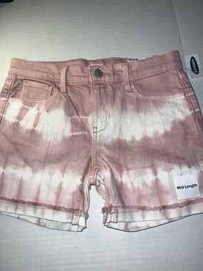Old Navy Pink and White Tie-Dye Mid-Length Jean Shorts